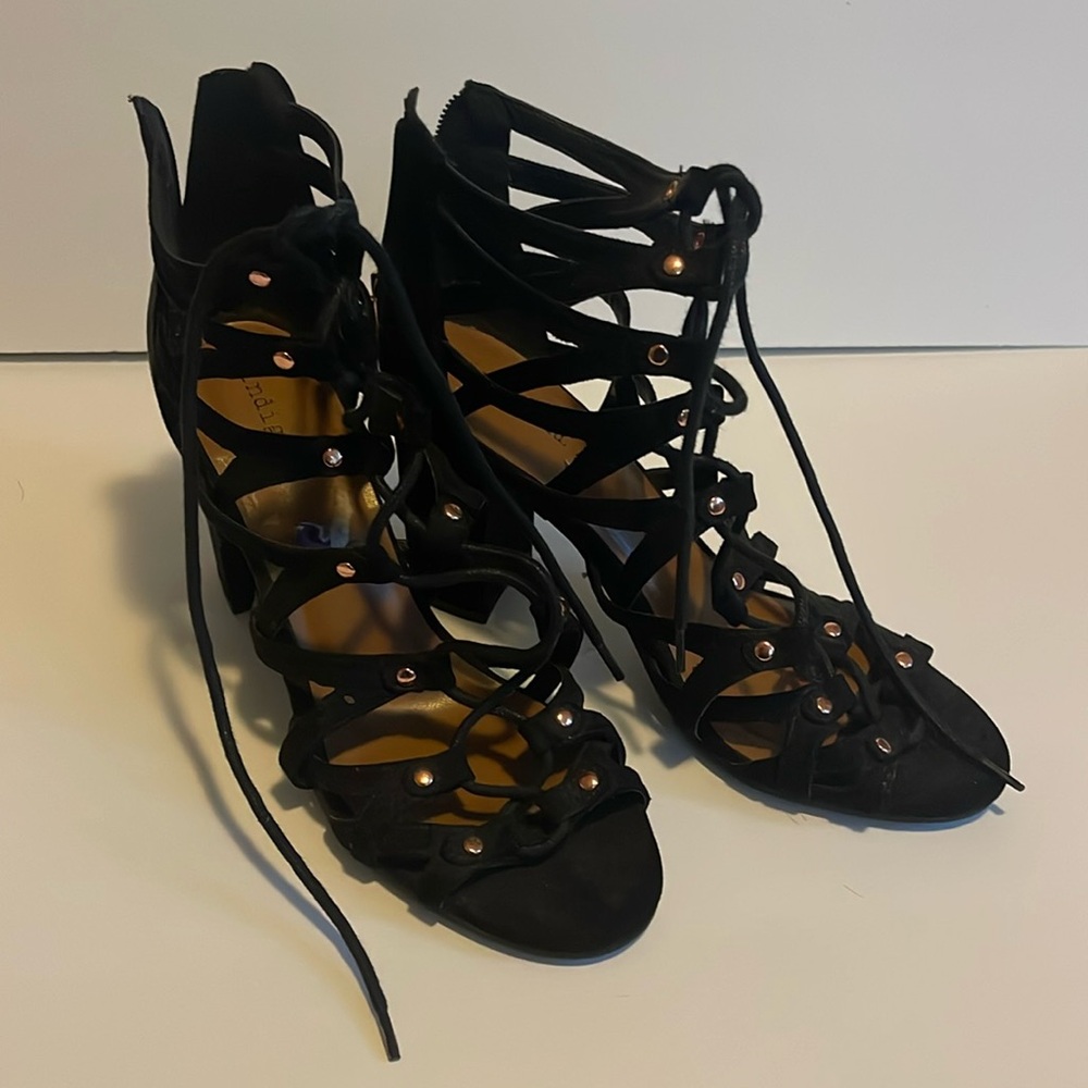 Black Gladiator Chunky Heel Size 8.5